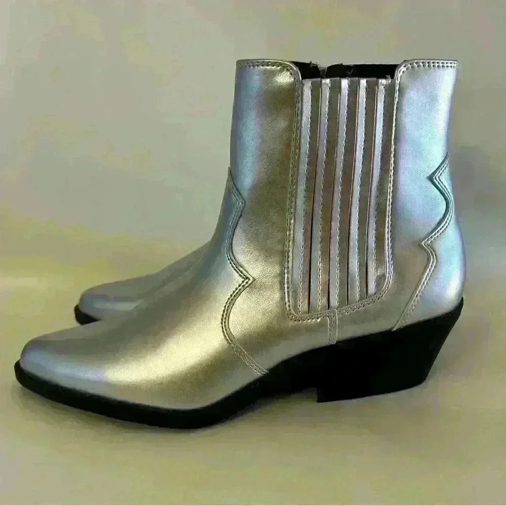 Time and Tru Silver Heeled Boots
